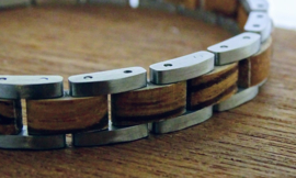 Armband edelstaal hout zebra smal