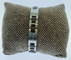 Armband edelstaal ebben hout