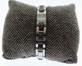 Armband edelstaal hout walnoot