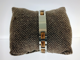 Armband edelstaal zebra hout graveerplaat
