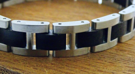 Armband edelstaal ebben hout (zwart)