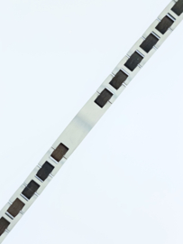 Armband edelstaal ebben hout graveerplaat (zwart)