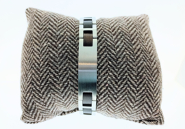 Armband edelstaal ebben hout graveerplaat (zwart)