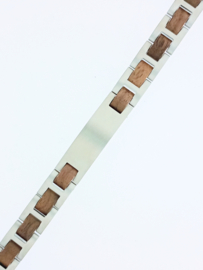 Armband edelstaal hout walnoot graveerplaat
