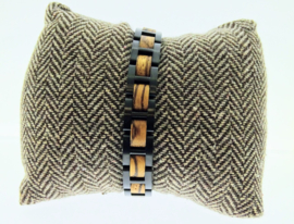 Armband edelstaal zebra hout zwart