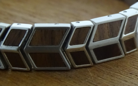 Armband edelstaal hout walnoot