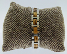 Armband edelstaal Zebra hout