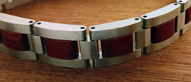 Armband edelstaal hout kersen