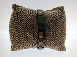 Armband edelstaal hout walnoot graveerplaat zwart