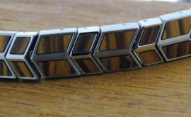 Armband edelstaal hout zebra