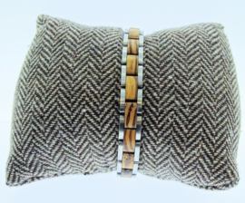 Armband edelstaal hout zebra smal