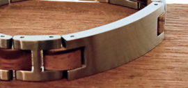 Armband edelstaal zebra hout graveerplaat