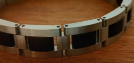 Armband edelstaal ebben hout zwart