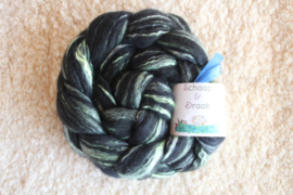 Zwart Merino/Zijde - effen fluo geel