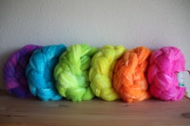 Merino/Zijde - Fluo RegenBoog Kleuren
