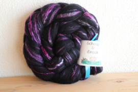 Zwart Merino/Zijde - effen fel rozepaars
