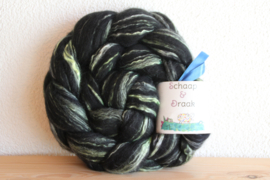 Zwart Merino/Zijde - effen fluo geel