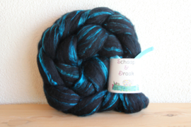 Zwart Merino/Zijde - effen fel blauw
