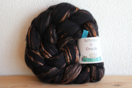 Zwart Merino/Zijde - effen oranje