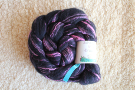 Zwart Merino/Zijde - effen fluo roze