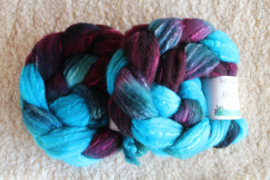 Merino/Zijde - DonkerRoodTurquoiseGroen
