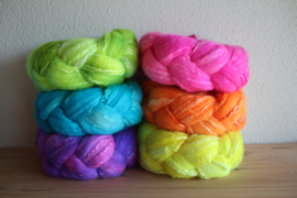 Merino/Zijde - Fluo RegenBoog Kleuren