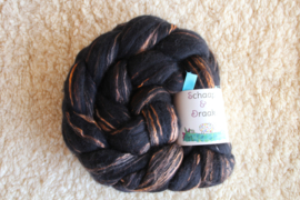 Zwart Merino/Zijde - effen oranje