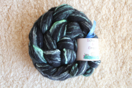 Zwart Merino/Zijde - effen fluo groen