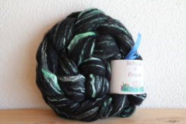 Zwart Merino/Zijde - effen fluo groen