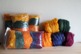 Lontwol Set HerfstKleuren Merino/Zijde