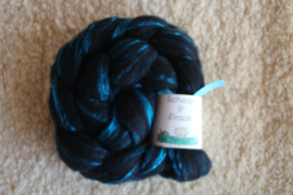Zwart Merino/Zijde - effen fel blauw