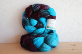Merino/Zijde - DonkerRoodTurquoiseGroen