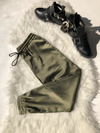 Satin pants green