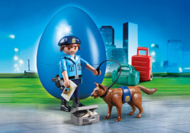 Playmobil 70085 - Blauw Paasei, Agent met Politiehond