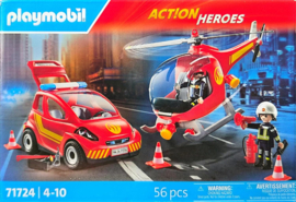 Playmobil 71724 - Brandweerset met helikopter en auto, PROMO