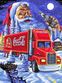 Full Diamond Painting coca cola truck met kerstman 40 x 60 cm