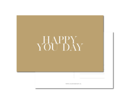 Kaart | Happy You day Bruin per 6 stuks