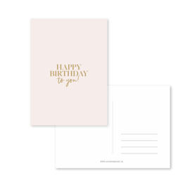 Kaart | Happy Birthday to you! | Roze & Bruin per 6 stuks