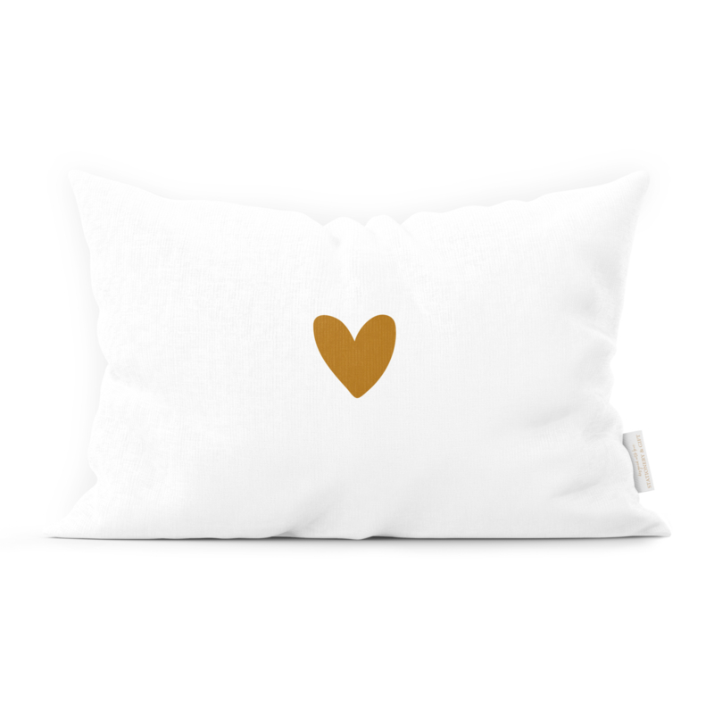 Pretty Pillow 50 x 30 cm | White  & a Brown Heart