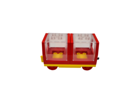 Lego Duplo trein wagon geel/rood  met doorzichtige containers