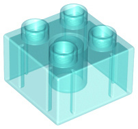 Lego Duplo blokken 2x2 - bouwstenen doorzichtig lichtblauw