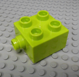 Lego Duplo blokken: 2x2 duplo duplo steen, lime met pin aan de zijkant voor loopbrug - groef