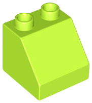Lego Duplo bouwsteen 45 graden aflopend lime  6474