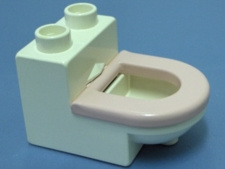 Lego Duplo wit toilet met  licht roze bril