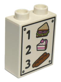 Lego Duplo blok 1x2x2 met 1 Sandwich 2 Taart 3 Brood Patroon 4066pb570