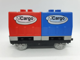 Lego Duplo trein wagon rood blauwe cargo
