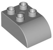 Lego Duplo blok/steen 2x3 met gecurvde bovenkant licht grijs