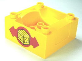 Lego Duplo trein wagon - silo container geel met krat logo