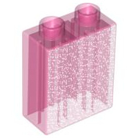 Duplo blokje 1x2x2 Doorzichtig glitter donker roze 4066