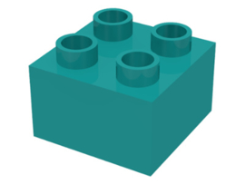 Duplo blokken 2x2 - bouwsteen turquoise